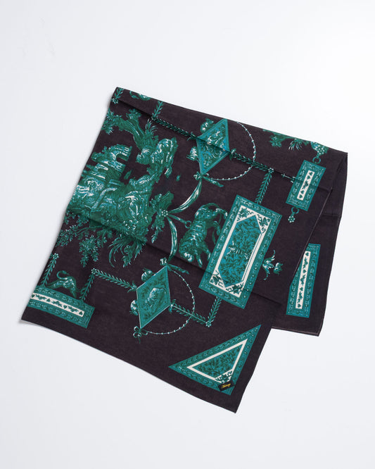 【AUBERGE】LOUVRE - BLACK × VIRIDIAN GREEN | オーベルジュ ルーブル シルクスカーフ 2026fw 2026秋冬 正規取扱店 神奈川 鎌倉 ARZACH KAMAKURA オンラインショップ 通販