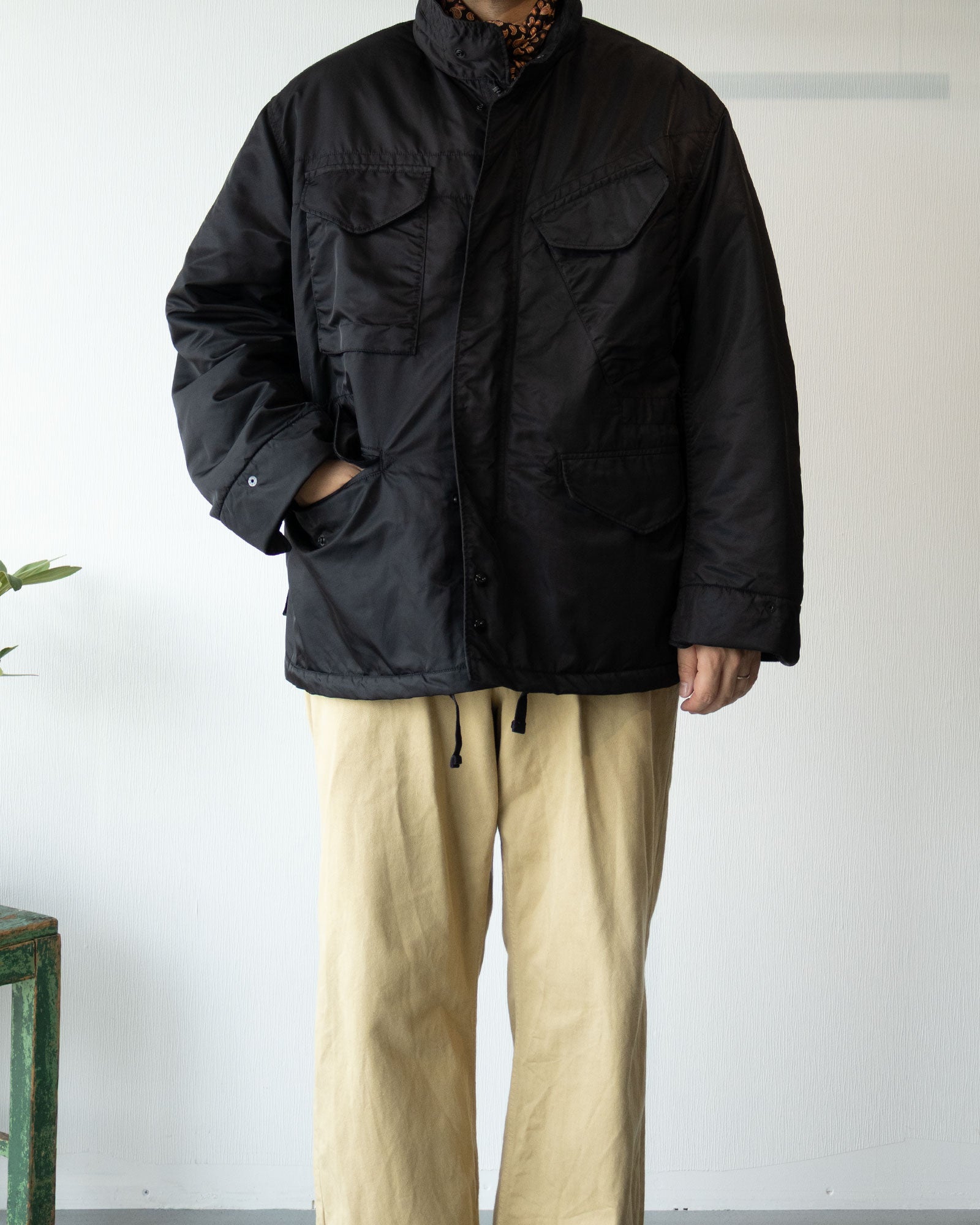 ENGINEERED GARMENTS エンジニアドガーメンツ M65 FIELD JACKET BLACK FLIGHT SATIN NYLON フィールドジャケット ブラック フライトサテンナイロン 着用