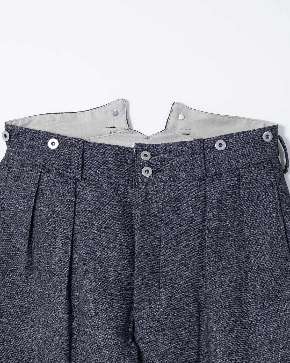 MELANGE WOOL DOUBLE FACE DEADSTOCK FABRIC "BOURGERON" FRENCH WORK TROUSER - BLACK