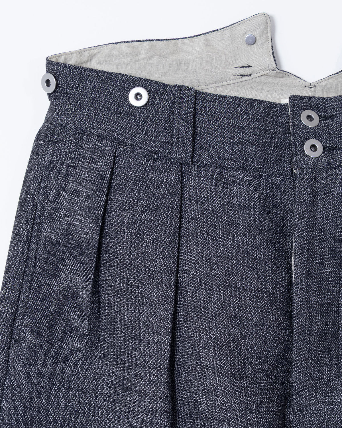 MELANGE WOOL DOUBLE FACE DEADSTOCK FABRIC "BOURGERON" FRENCH WORK TROUSER - BLACK