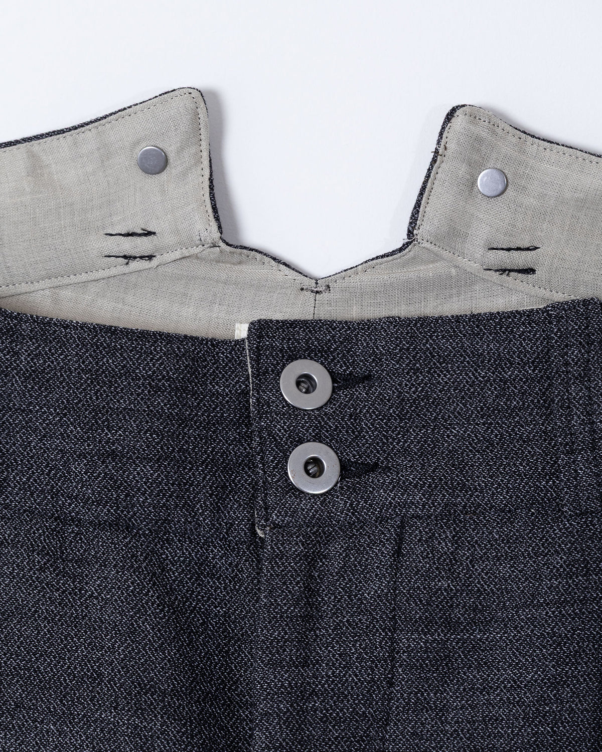 MELANGE WOOL DOUBLE FACE DEADSTOCK FABRIC "BOURGERON" FRENCH WORK TROUSER - BLACK