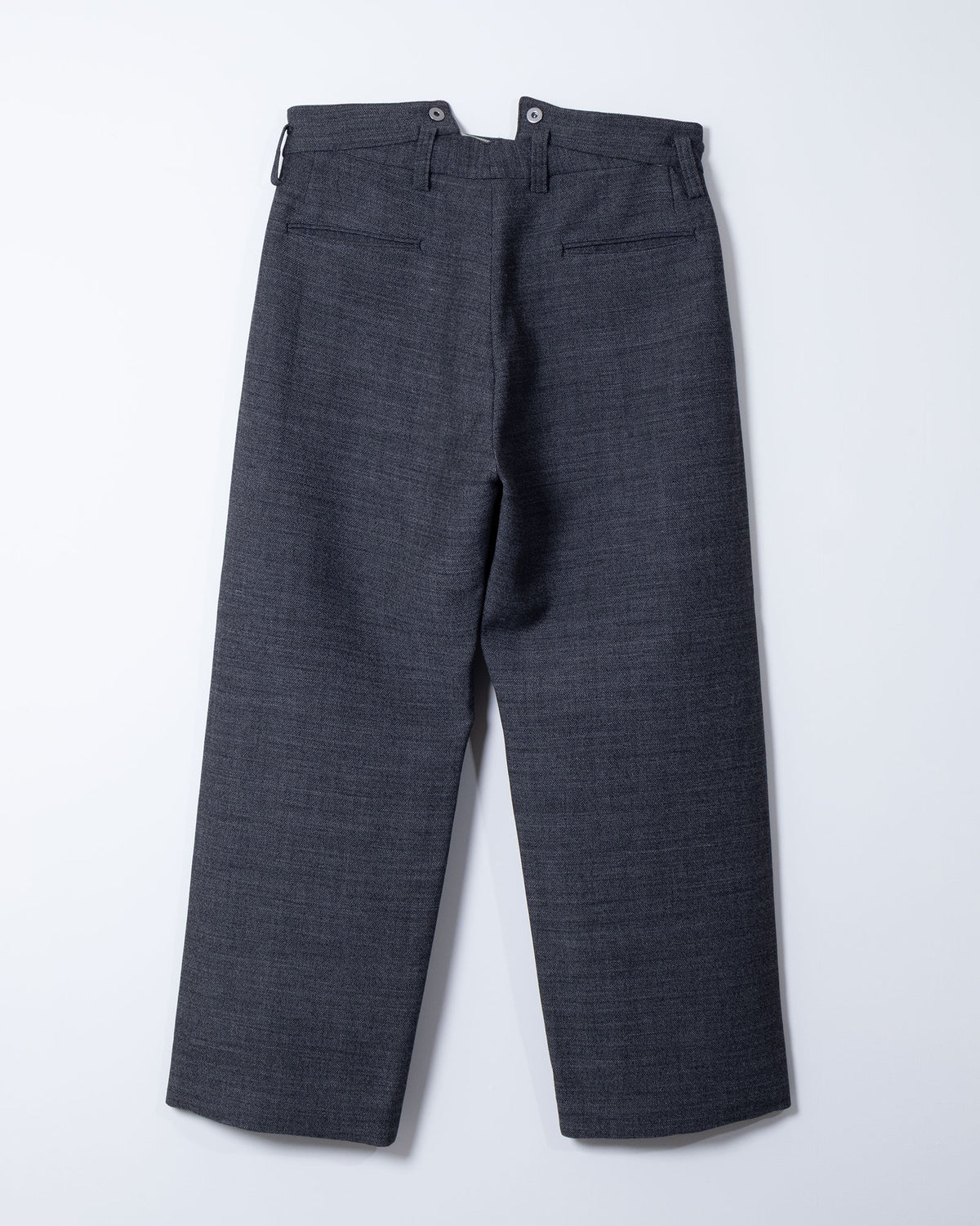 MELANGE WOOL DOUBLE FACE DEADSTOCK FABRIC "BOURGERON" FRENCH WORK TROUSER - BLACK