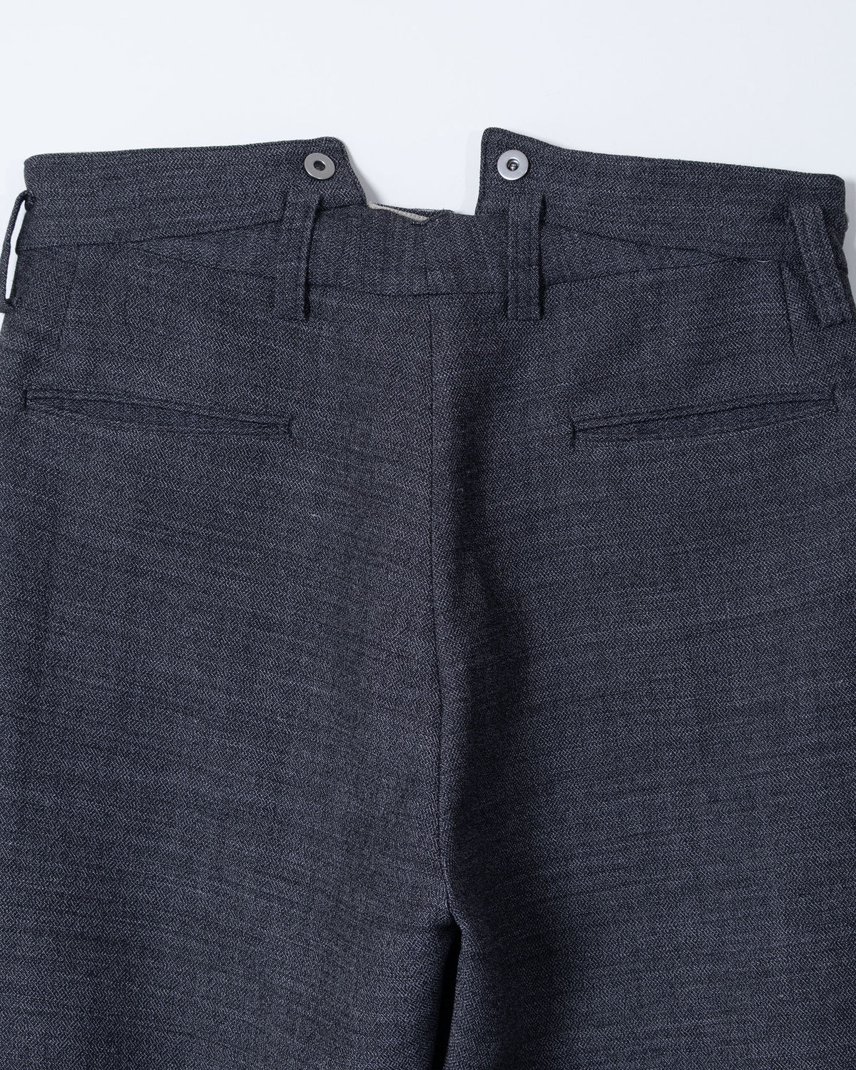 MELANGE WOOL DOUBLE FACE DEADSTOCK FABRIC "BOURGERON" FRENCH WORK TROUSER - BLACK