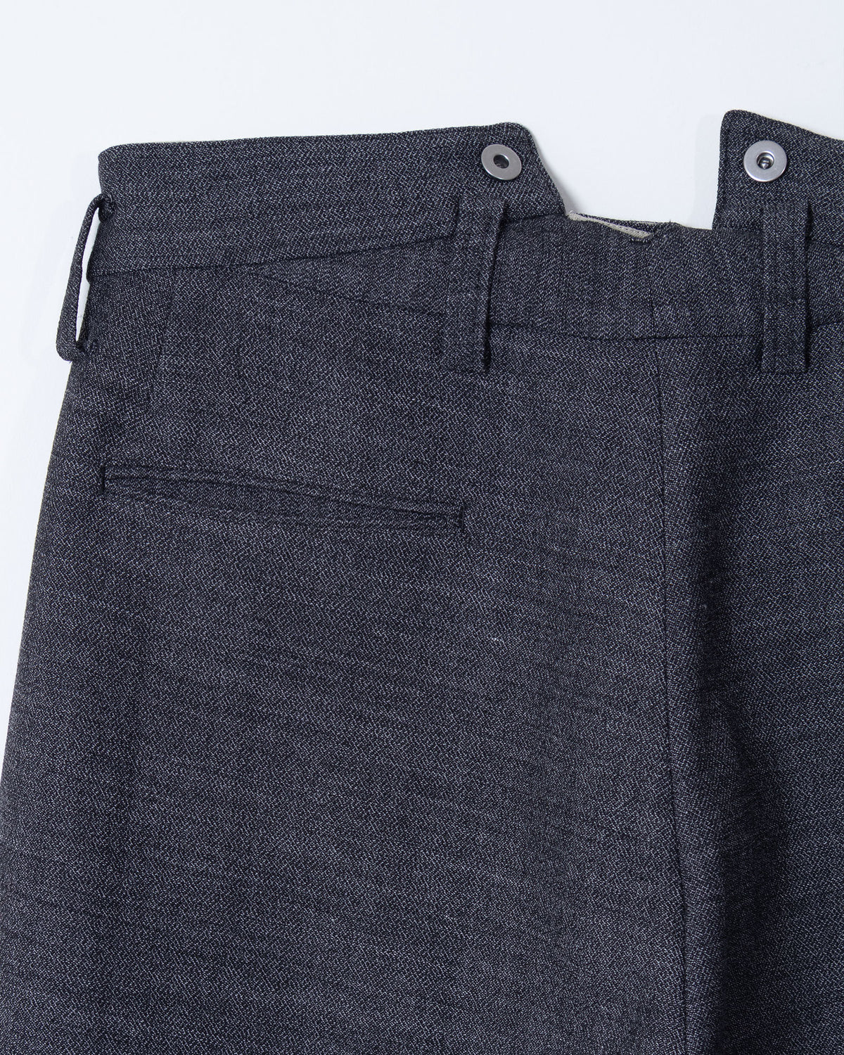 MELANGE WOOL DOUBLE FACE DEADSTOCK FABRIC "BOURGERON" FRENCH WORK TROUSER - BLACK