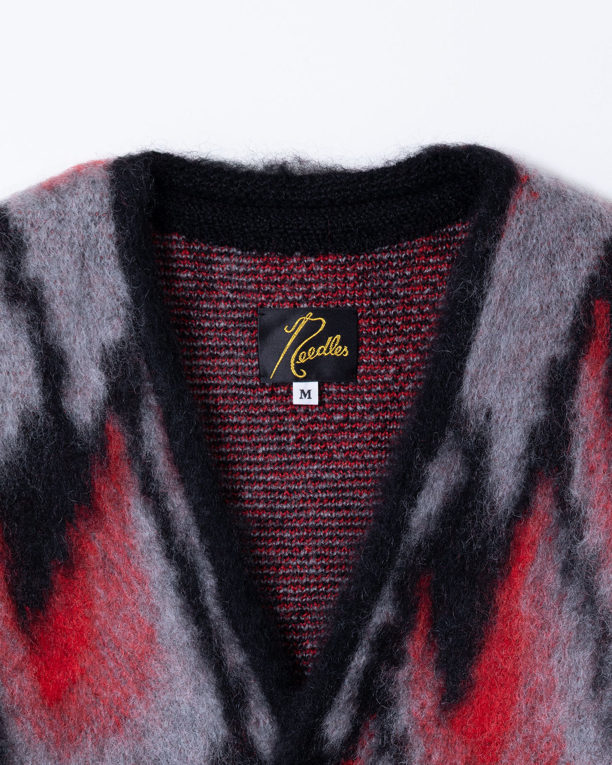 MOHAIR CARDIGAN ABSTRACT - BLACK / RED