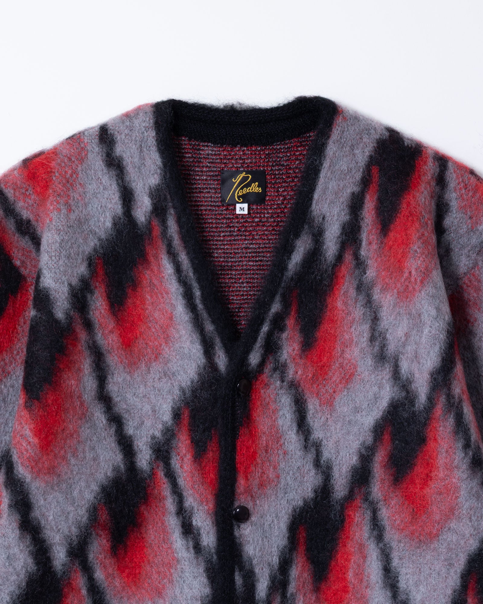 NEEDLES】MOHAIR CARDIGAN ABSTRACT - BLACK / RED | ニードルズ