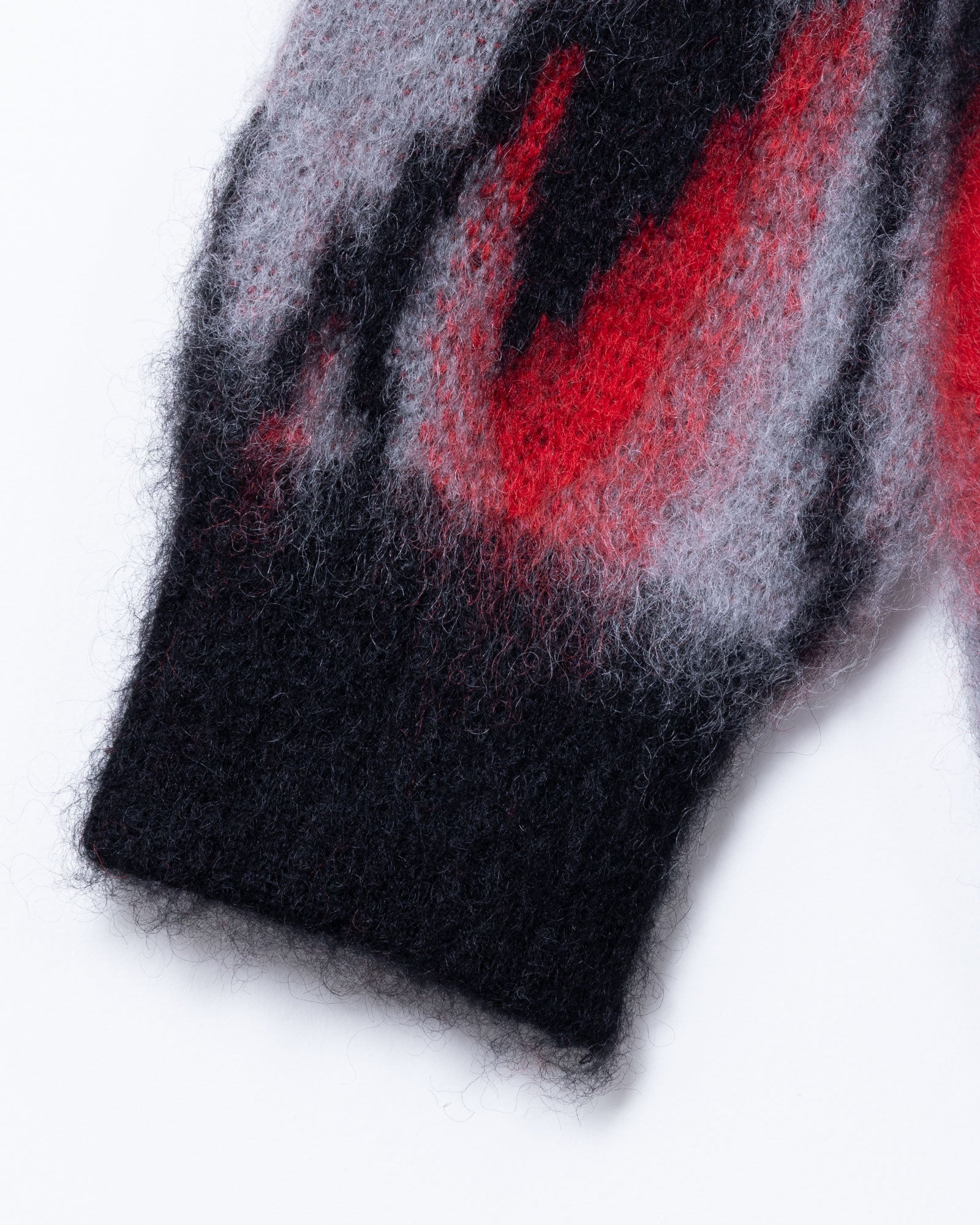 NEEDLES】MOHAIR CARDIGAN ABSTRACT - BLACK / RED | ニードルズ