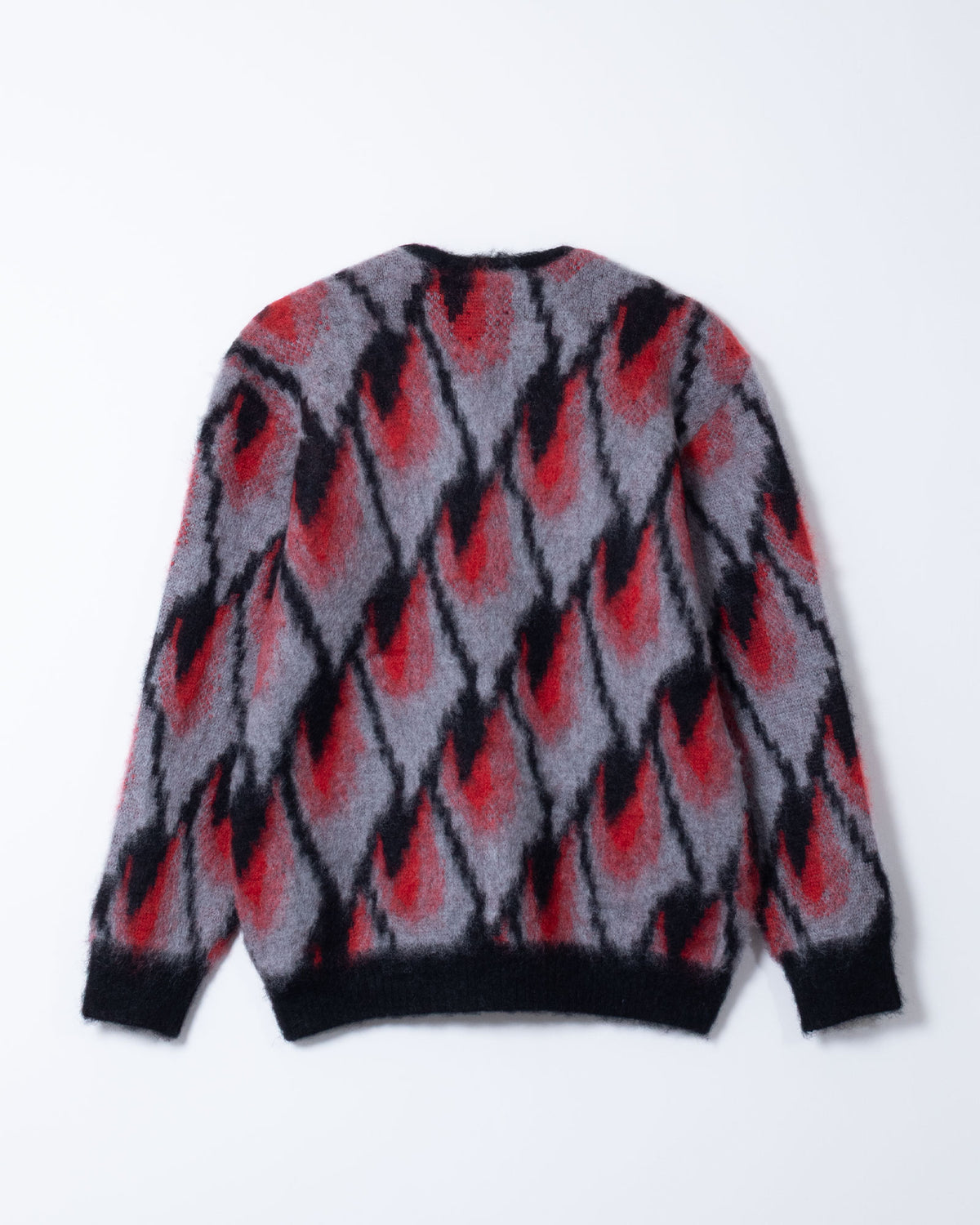MOHAIR CARDIGAN ABSTRACT - BLACK / RED