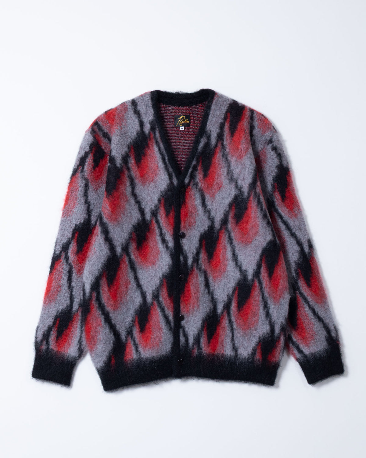 MOHAIR CARDIGAN ABSTRACT - BLACK / RED