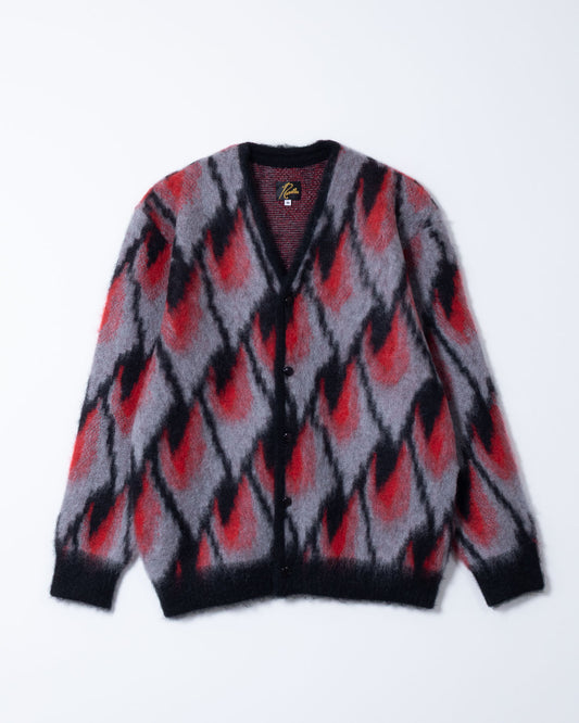 MOHAIR CARDIGAN ABSTRACT - BLACK / RED