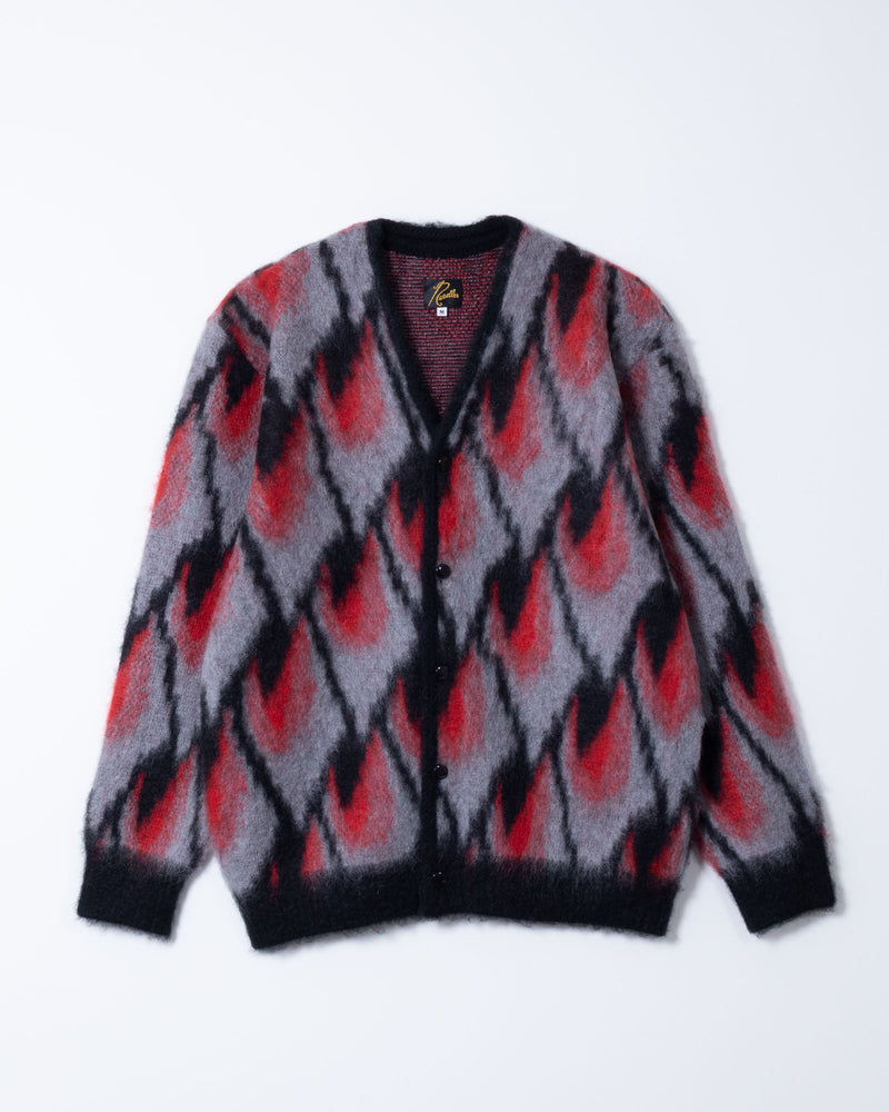 MOHAIR CARDIGAN ABSTRACT - BLACK / RED