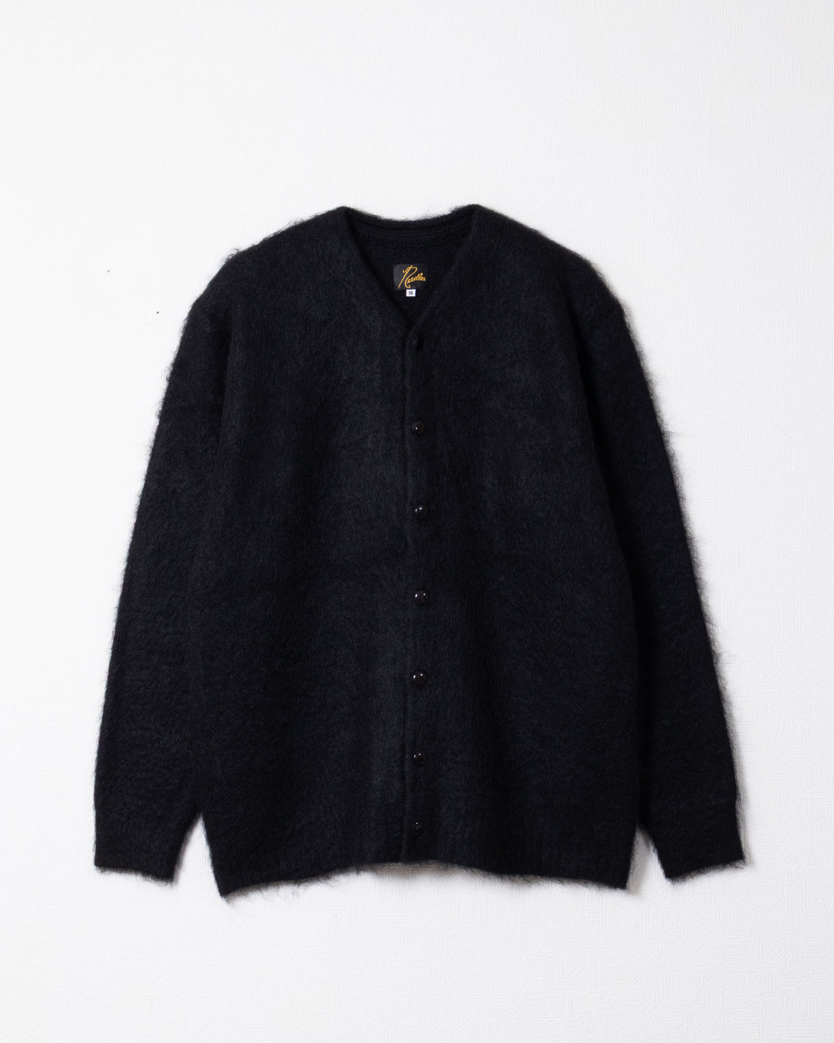 MOHAIR CREW NECK CARDIGAN SOLID - BLACK