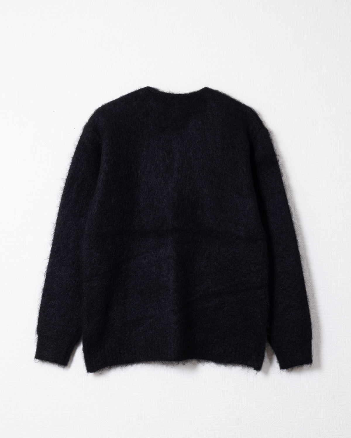 MOHAIR CREW NECK CARDIGAN SOLID - BLACK