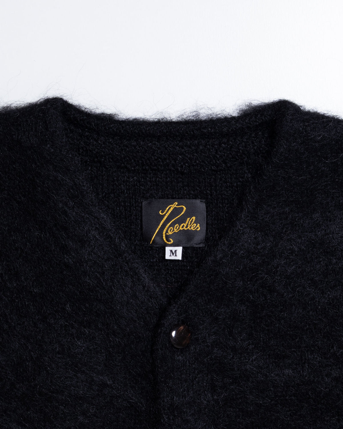 MOHAIR CREW NECK CARDIGAN SOLID - BLACK