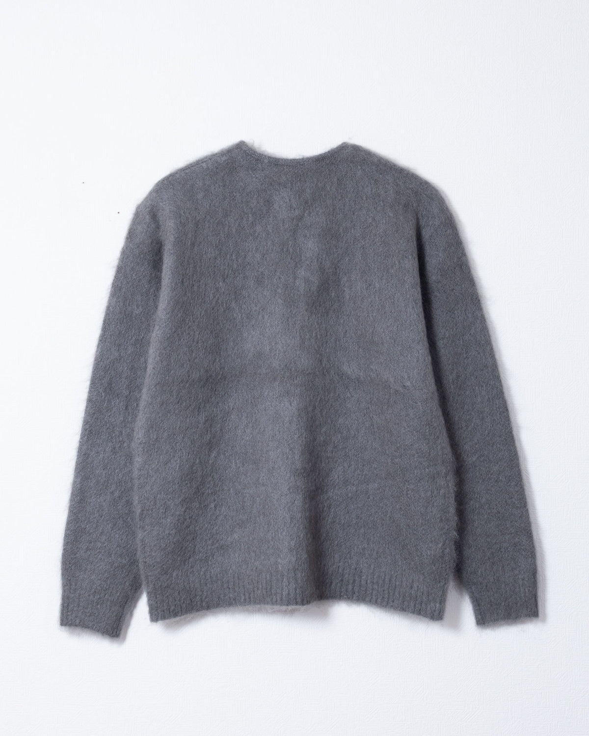 MOHAIR CREW NECK CARDIGAN SOLID - BLUE GREY