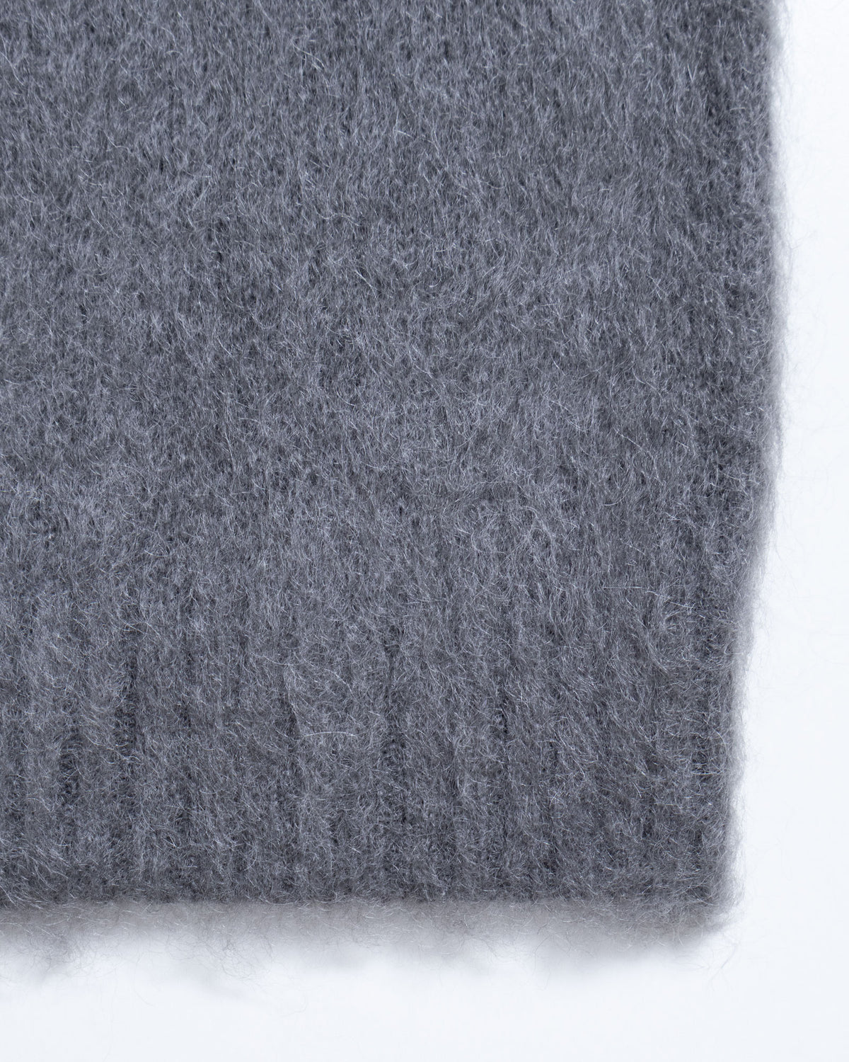 MOHAIR CREW NECK CARDIGAN SOLID - BLUE GREY