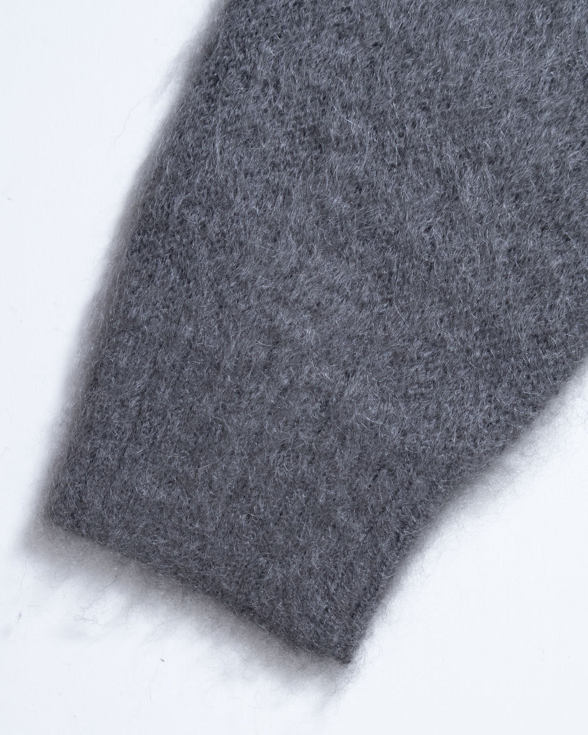 MOHAIR CREW NECK CARDIGAN SOLID - BLUE GREY