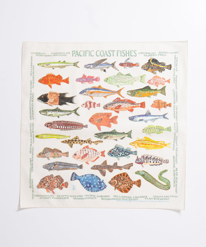 【The Printed Image】NATURE PRINT BANDANNA PACIFIC COAST FISHES / プリンテッドイメージ ネイチャー プリント バンダナ ハンカチ パシフィックコーストフィッシズ 魚柄 アメリカ製 正規取扱店 神奈川 鎌倉 2026ss 2026春夏