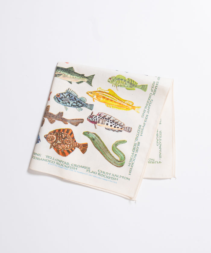 【The Printed Image】NATURE PRINT BANDANNA PACIFIC COAST FISHES / プリンテッドイメージ ネイチャー プリント バンダナ ハンカチ パシフィックコーストフィッシズ 魚柄 アメリカ製 正規取扱店 神奈川 鎌倉 2026ss 2026春夏