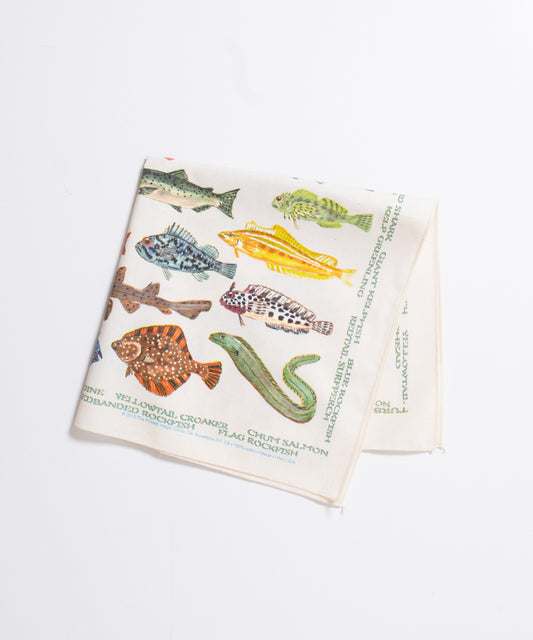 【The Printed Image】NATURE PRINT BANDANNA PACIFIC COAST FISHES / プリンテッドイメージ ネイチャー プリント バンダナ ハンカチ パシフィックコーストフィッシズ 魚柄 アメリカ製 正規取扱店 神奈川 鎌倉 2026ss 2026春夏