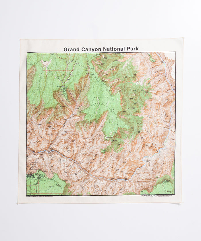 【The Printed Image】NATURE PRINT BANDANNA GRAND CANYON TOPO / プリンテッドイメージ ネイチャー プリント バンダナ ハンカチ グランドキャニオン 地図 アメリカ製 2026ss 2026春夏 正規取扱店 神奈川 鎌倉