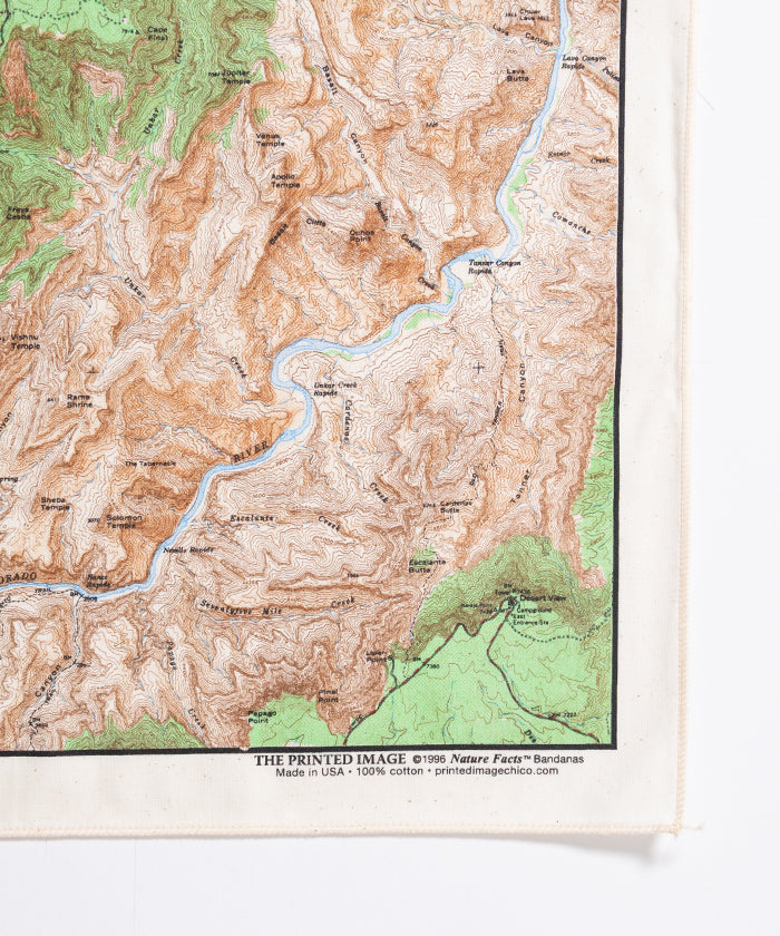 【The Printed Image】NATURE PRINT BANDANNA GRAND CANYON TOPO / プリンテッドイメージ ネイチャー プリント バンダナ ハンカチ グランドキャニオン 地図 アメリカ製 2026ss 2026春夏 正規取扱店 神奈川 鎌倉
