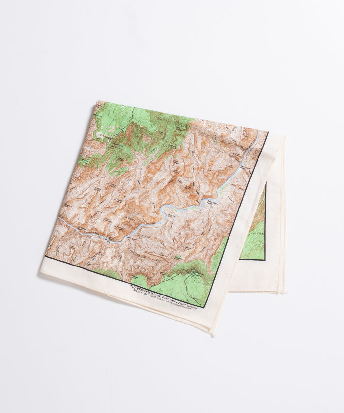 【The Printed Image】NATURE PRINT BANDANNA GRAND CANYON TOPO / プリンテッドイメージ ネイチャー プリント バンダナ ハンカチ グランドキャニオン 地図 アメリカ製 2026ss 2026春夏 正規取扱店 神奈川 鎌倉