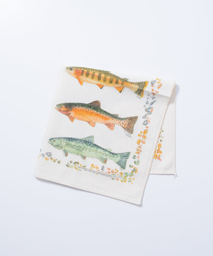 【The Printed Image】 NATURE PRINT BANDANNA TROUT / プリンテッドイメージ ネイチャー プリント バンダナ トラウト アメリカ製 ハンカチ 正規取扱店 神奈川 鎌倉 通販 オンラインショップ