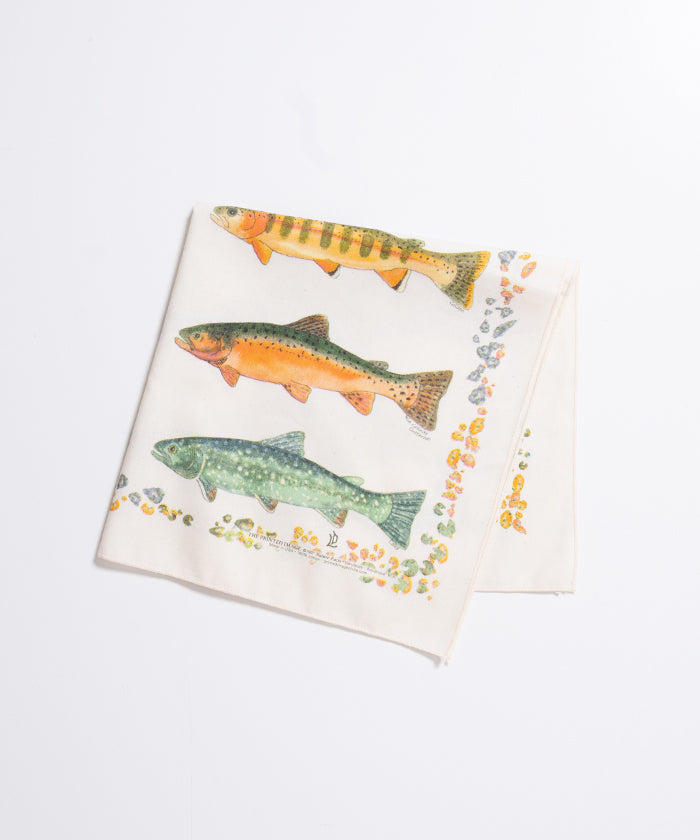 【The Printed Image】 NATURE PRINT BANDANNA TROUT / プリンテッドイメージ ネイチャー プリント バンダナ ハンカチ トラウト 魚柄 アメリカ製 2026ss 2026春夏 正規取扱店 神奈川 鎌倉 オンラインショップ 通販