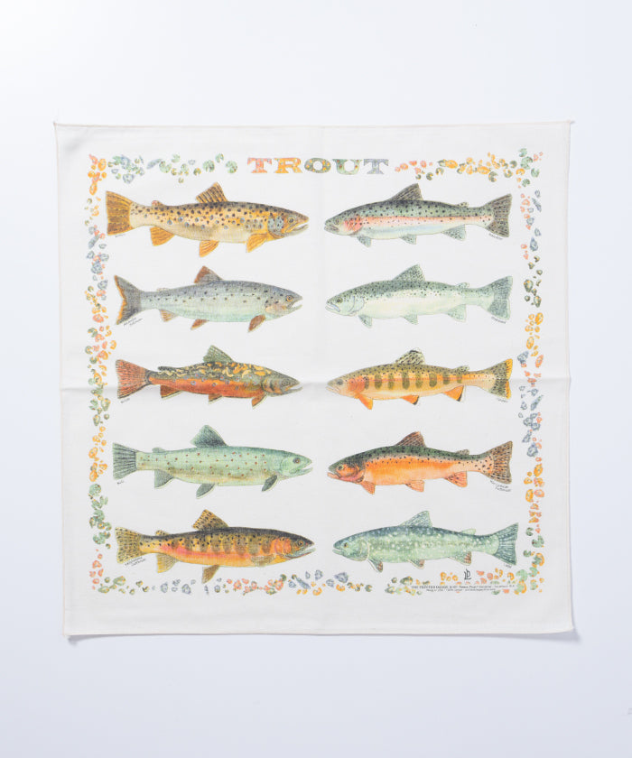 【The Printed Image】 NATURE PRINT BANDANNA TROUT / プリンテッドイメージ ネイチャー プリント バンダナ トラウト アメリカ製 ハンカチ 正規取扱店 神奈川 鎌倉 通販 オンラインショップ