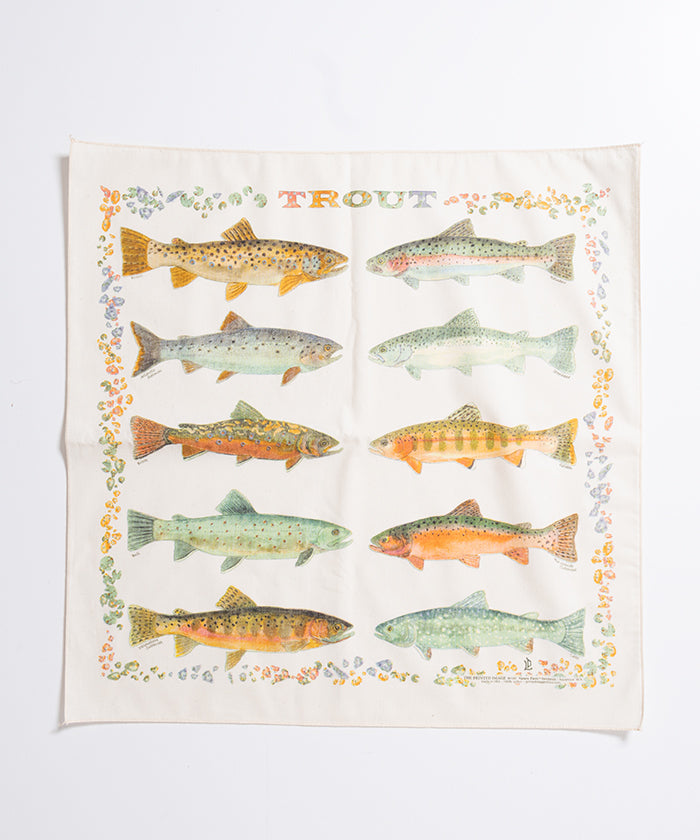 【The Printed Image】 NATURE PRINT BANDANNA TROUT / プリンテッドイメージ ネイチャー プリント バンダナ ハンカチ トラウト 魚柄 アメリカ製 2026ss 2026春夏 正規取扱店 神奈川 鎌倉 オンラインショップ 通販