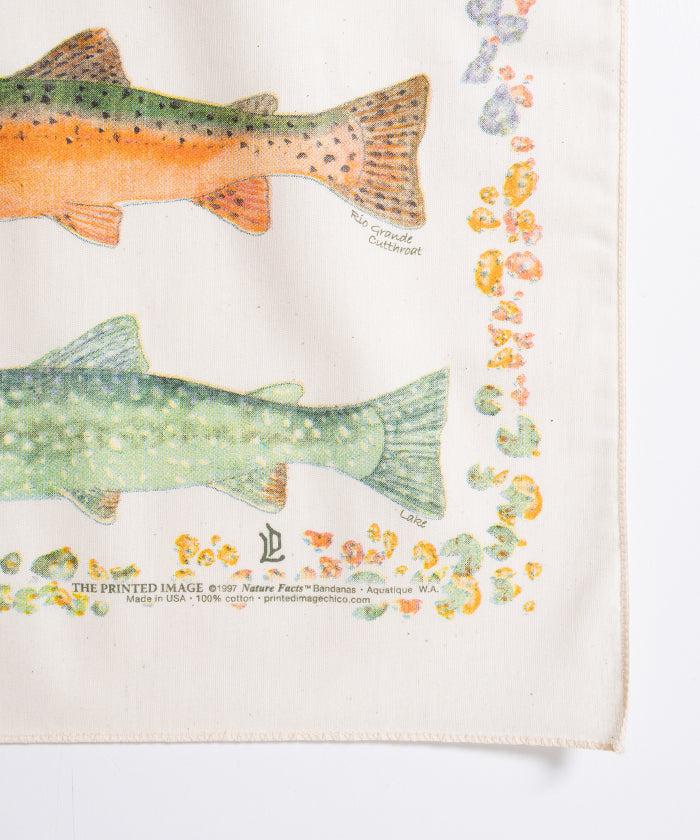 【The Printed Image】 NATURE PRINT BANDANNA TROUT / プリンテッドイメージ ネイチャー プリント バンダナ ハンカチ トラウト 魚柄 アメリカ製 2026ss 2026春夏 正規取扱店 神奈川 鎌倉 オンラインショップ 通販