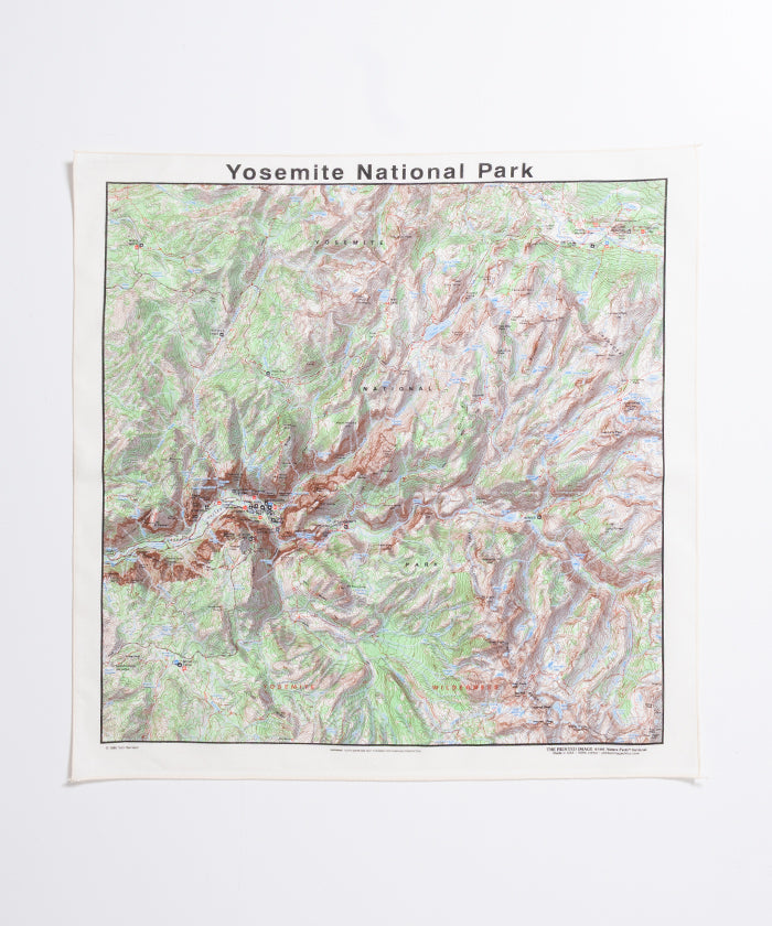 【The Printed Image】 NATURE PRINT BANDANNA YOSEMITE TOPO / プリンテッドイメージ ネイチャー プリント バンダナ ハンカチ ヨセミテ 地図 アメリカ製 2026ss 2026春夏 正規取扱店 神奈川 鎌倉