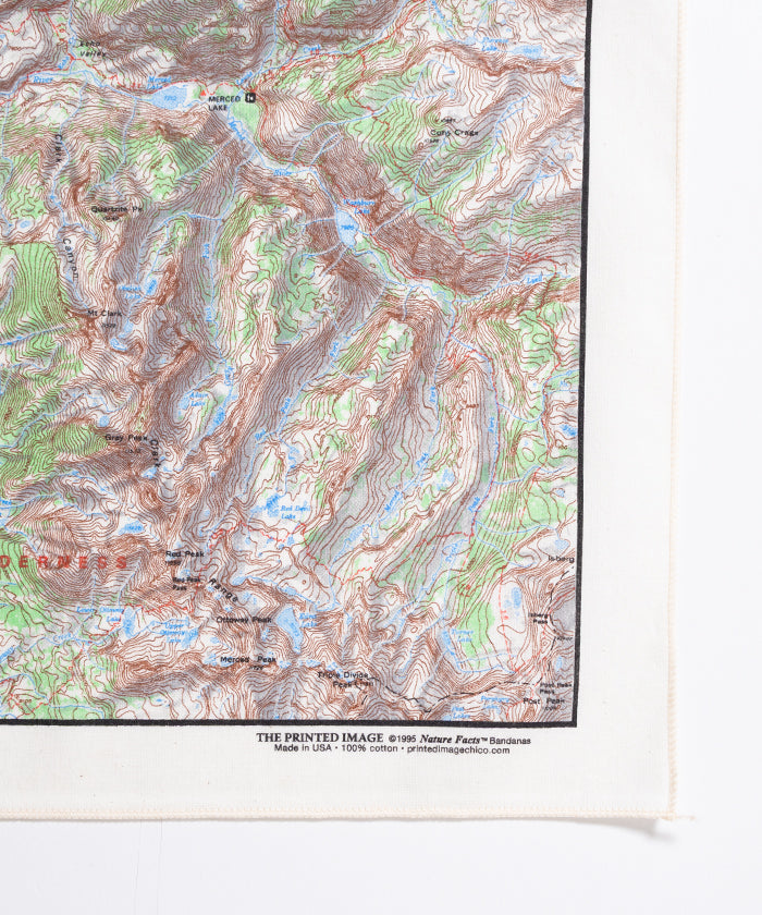 【The Printed Image】 NATURE PRINT BANDANNA YOSEMITE TOPO / プリンテッドイメージ ネイチャー プリント バンダナ ハンカチ ヨセミテ 地図 アメリカ製 2026ss 2026春夏 正規取扱店 神奈川 鎌倉