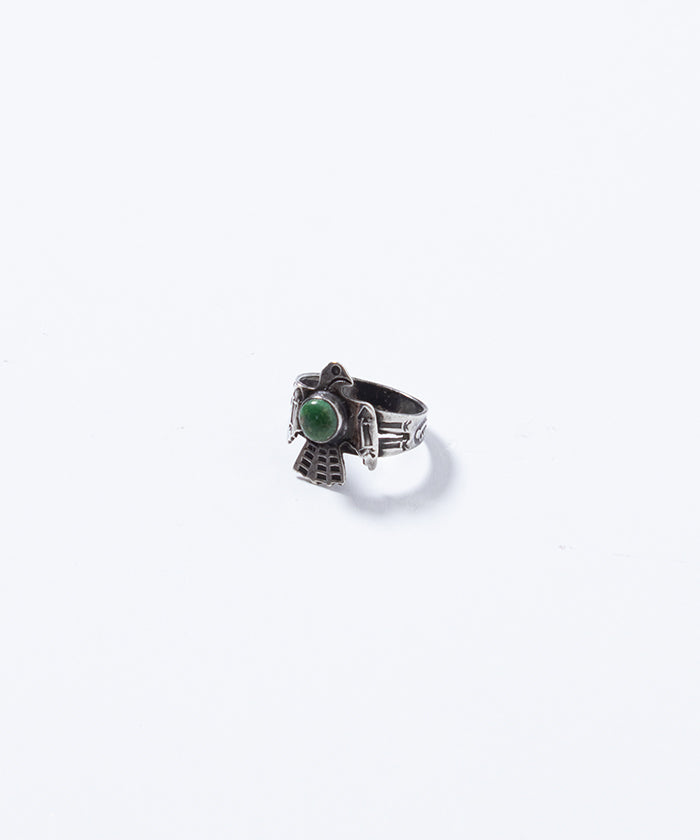 Anillo de apliques de aves de pájaro navajo y trueno vintage Fred Harvey Era