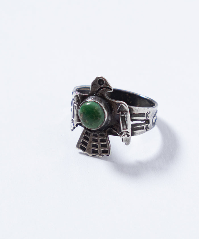 Anillo de apliques de aves de pájaro navajo y trueno vintage Fred Harvey Era
