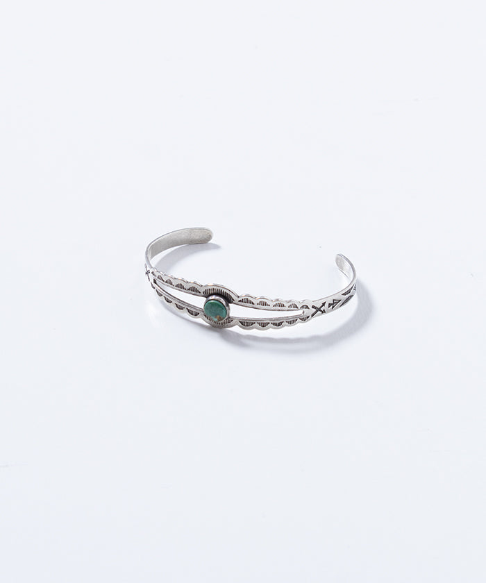 VINTAGE NAVAJO TURQUOISE & ARROW STAMPED CUFF BRACELET FRED HARVEY ERA