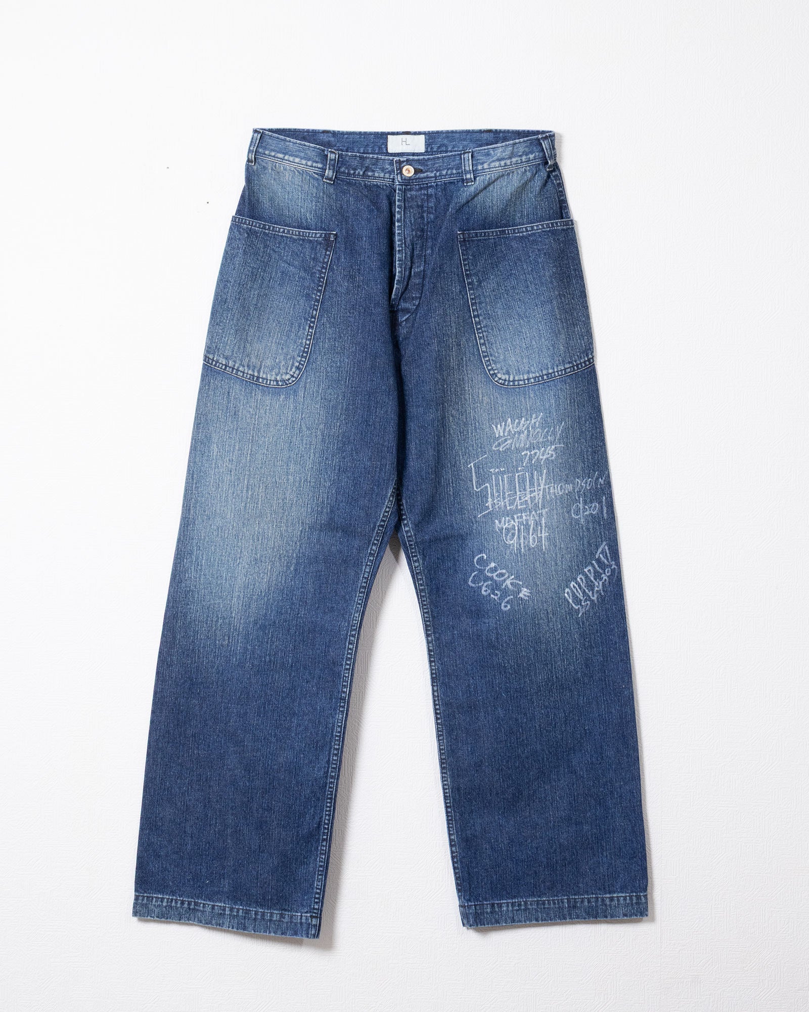 HERILLの巻きパンツ、NAVY DENIM UTILITY PANTS VINTAGEWORN