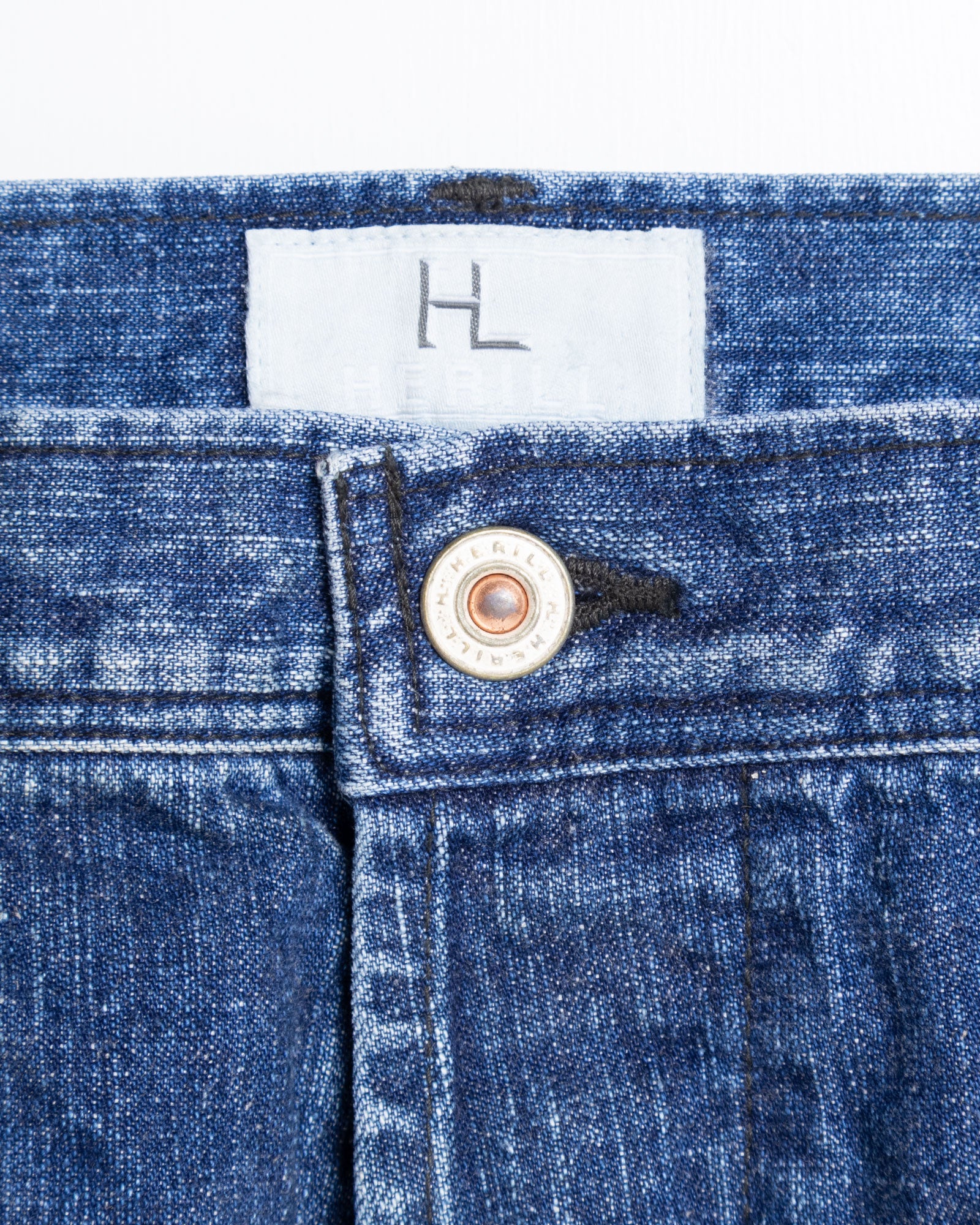 HERILL NAVY DENIM UTILITY PANTS 特殊プリント左腿