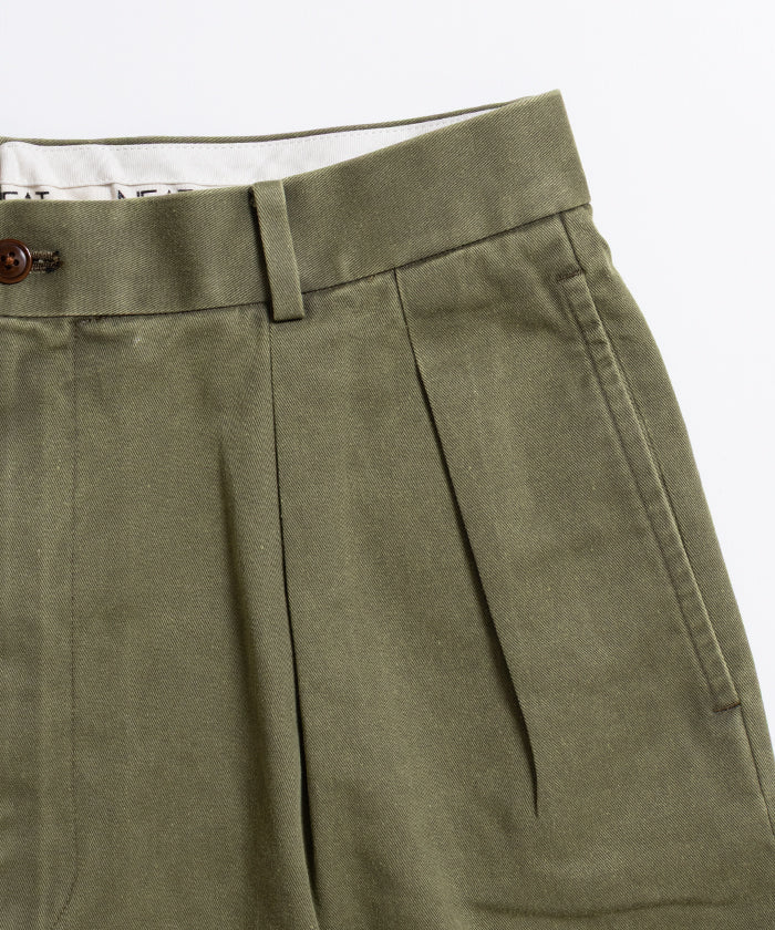 [NEAT] NEAT 斜纹棉布短裤 - FADE OLIVE / NEET 斜纹棉布短裤 Fade Olive 2026ss 2026 春夏 - ARZACH KAMAKURA 官方经销商 神奈川镰仓网上商店邮购