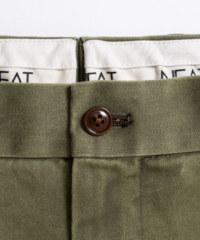 [NEAT] NEAT 斜纹棉布短裤 - FADE OLIVE / NEET 斜纹棉布短裤 Fade Olive 2026ss 2026 春夏 - ARZACH KAMAKURA 官方经销商 神奈川镰仓网上商店邮购