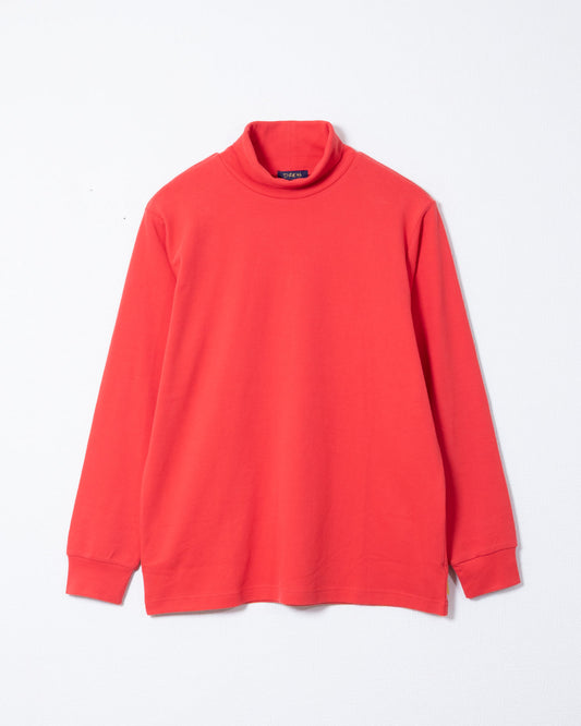 DRESS プレーンコットンタートルネックカットソー（レッド／赤）の全体像