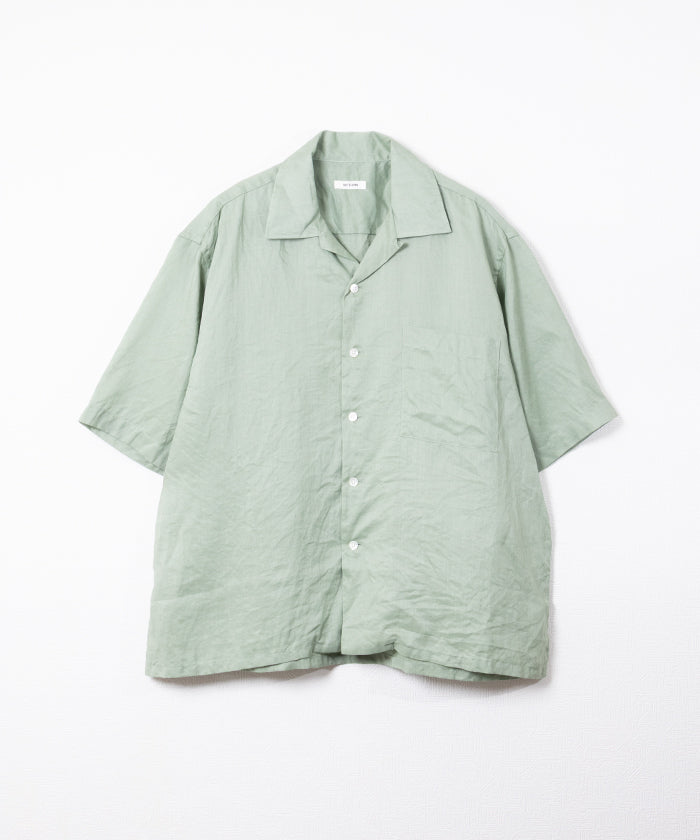 RAMIE SHEER LAWN HYPER BIG S/S OPEN COLLAR SHIRT - MINT - A'r139 Kamakura