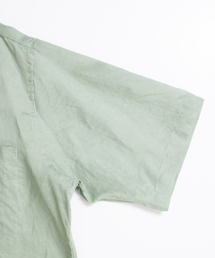 RAMIE SHEER LAWN HYPER BIG S/S OPEN COLLAR SHIRT - MINT - A'r139 Kamakura