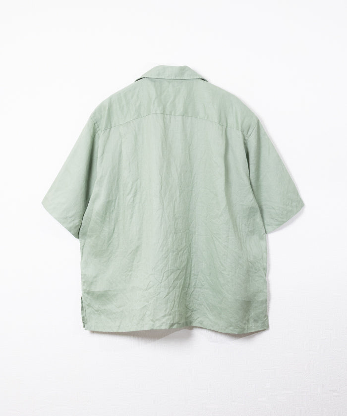 RAMIE SHEER LAWN HYPER BIG S/S OPEN COLLAR SHIRT - MINT - A'r139 Kamakura