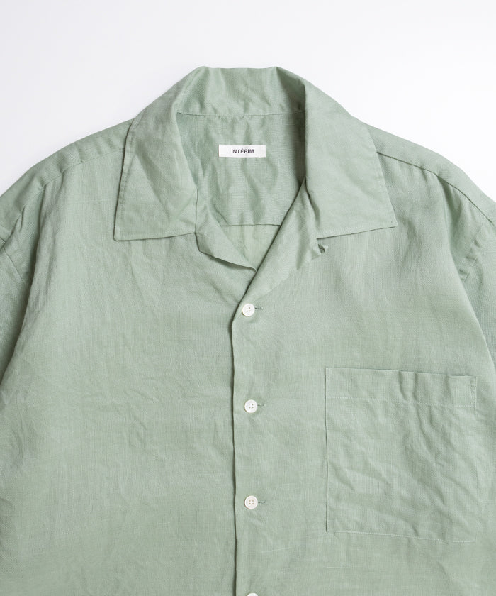 RAMIE SHEER LAWN HYPER BIG S/S OPEN COLLAR SHIRT - MINT - A'r139 Kamakura