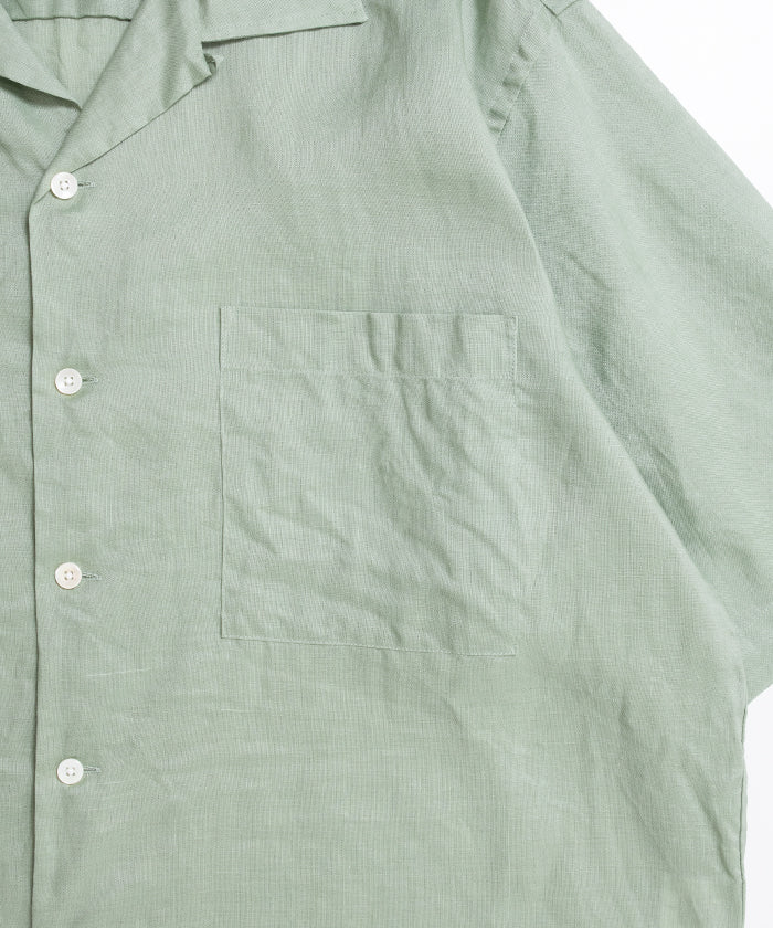 RAMIE SHEER LAWN HYPER BIG S/S OPEN COLLAR SHIRT - MINT - A'r139 Kamakura