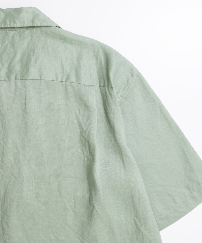 RAMIE SHEER LAWN HYPER BIG S/S OPEN COLLAR SHIRT - MINT - A'r139 Kamakura