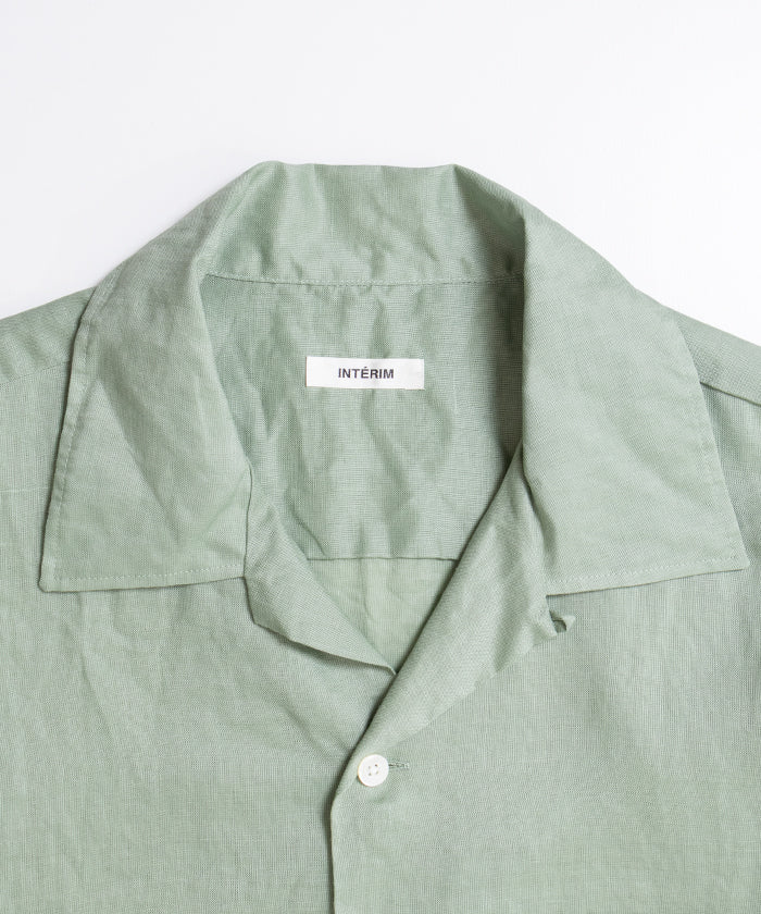 RAMIE SHEER LAWN HYPER BIG S/S OPEN COLLAR SHIRT - MINT - A'r139 Kamakura