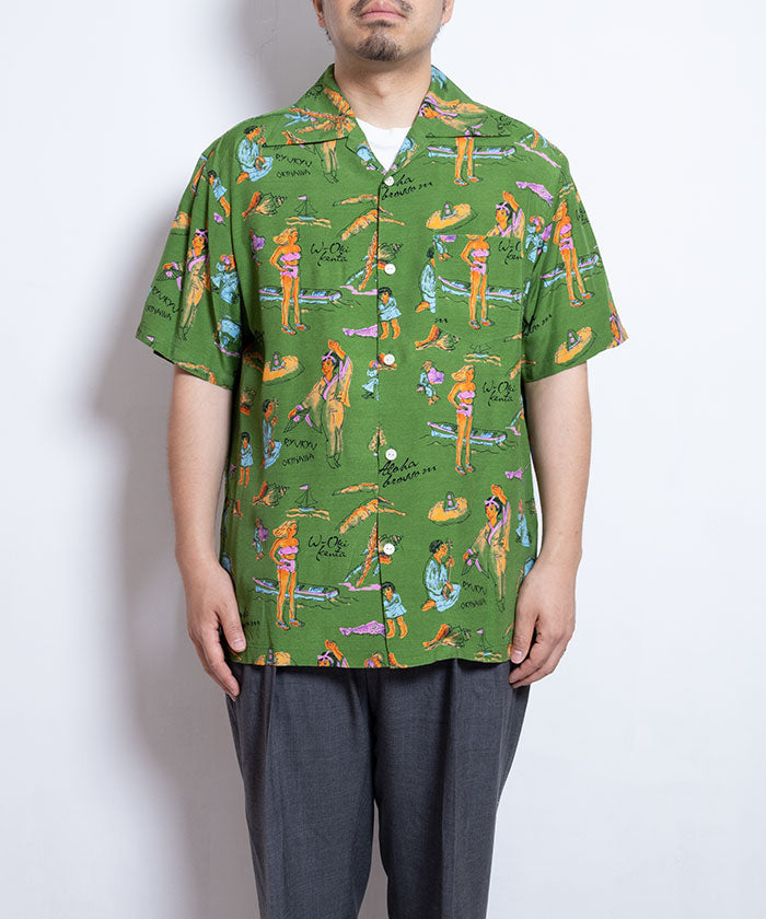 【Aloha Blossom】RYUKYU SOUVENIOR SHORT SLEEVE / アロハブロッサム レーヨン アロハシャツ 琉球スーベニア 日本製